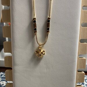 Tory Burch Gold and Black Cross Necklace